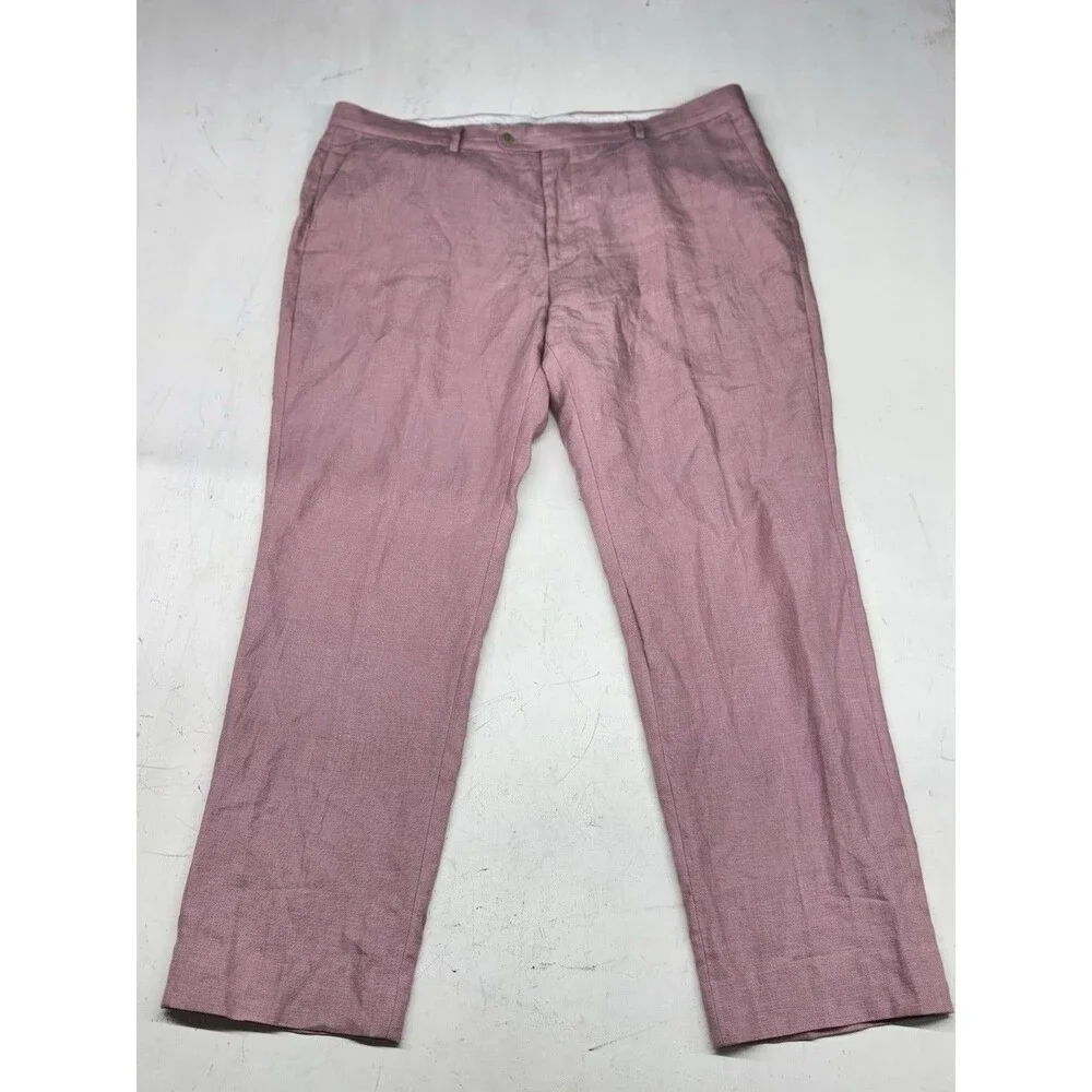 Joseph Abboud Men’s 2 Piece Pink 100% Linen Suit 48R 42x30 Summer Wedding Casual
